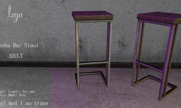 [ILAYA] - Sorena Slave Rack & Sasha Bar Stool. Decor Pieces L$250 - L$350.