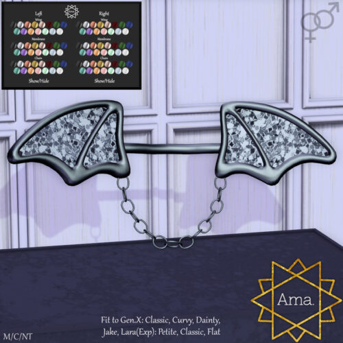 Ama. - Shimmer Bat Nipple Rings.