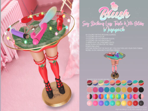 BLUSH - Sexy Stocking Legs Table with Dildos.
