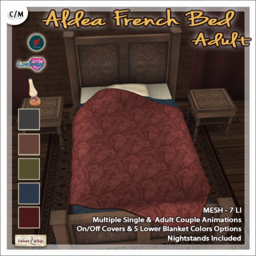 Velvet Whip - Alfred Bar Cart & Alard French Bed.